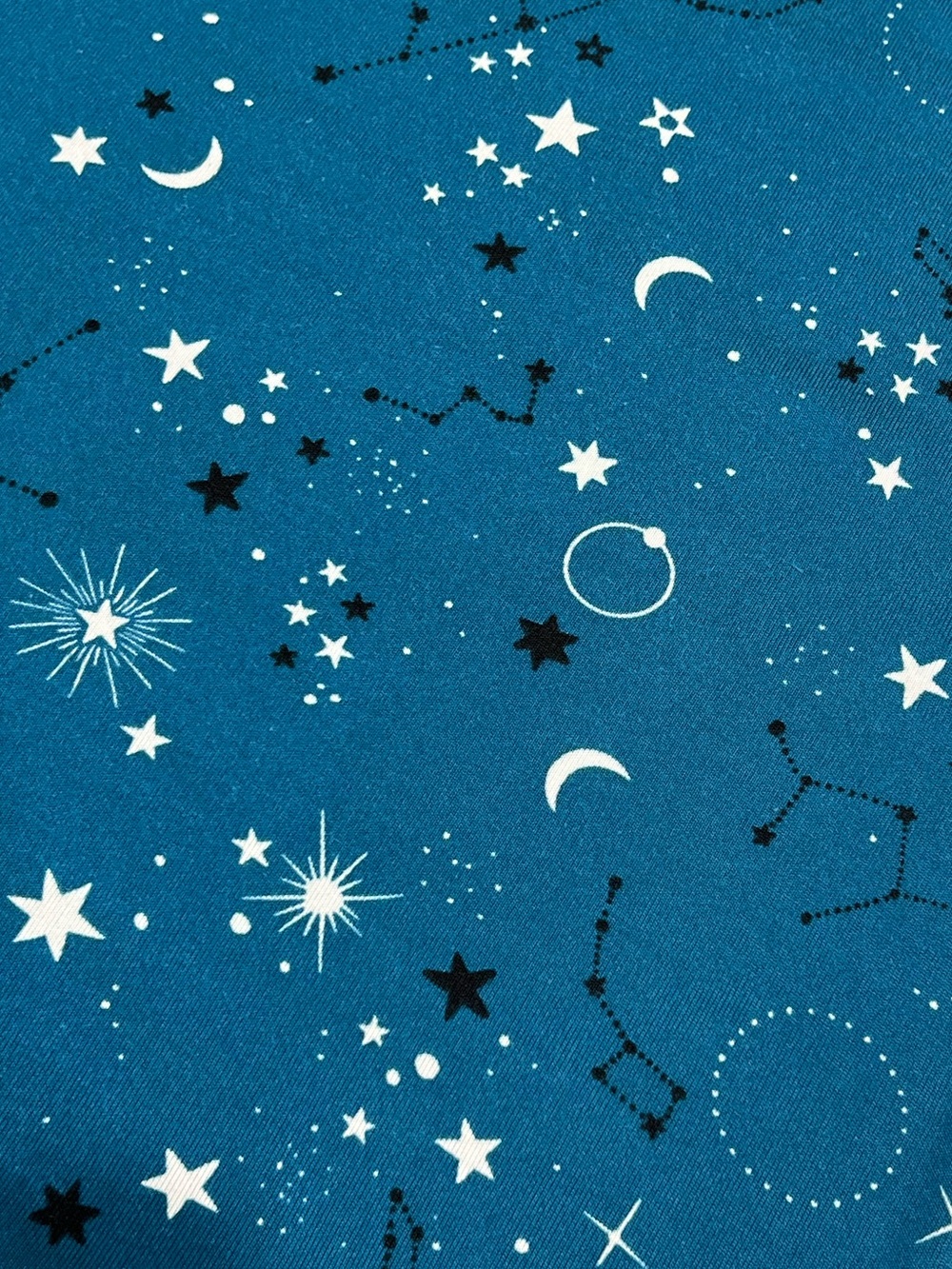 Joyspun Celestial Stars & Moon Brushed Hacci Pajama Set XL Astro Teal Blue - Picture 3 of 9